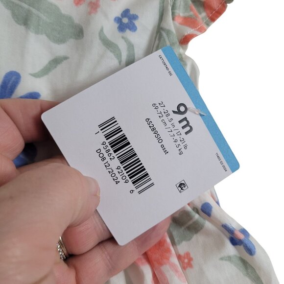 New & EUC 9 Month Girl Lot of 2 Dresses Layered Floral Ruffle Sleeves Cotton - Picture 16 of 16